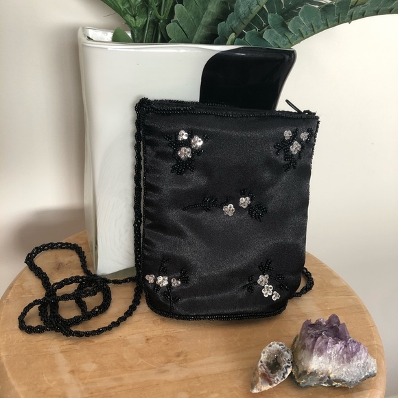 2/$20 | Vintage black satin beaded crossbody bag - Picture 5 of 10